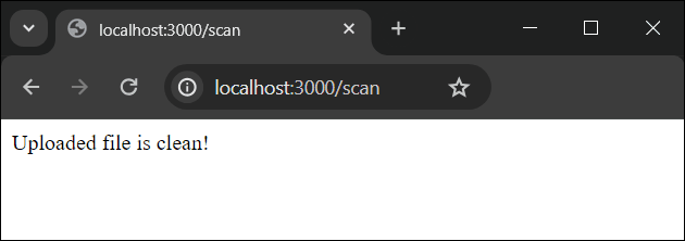 Scan result of a clean, virus-free file