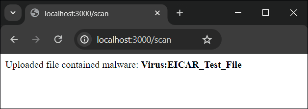 Scan result of an infected file